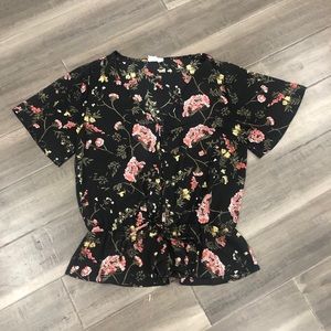 Black Floral Blouse